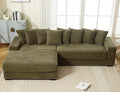 111 Inch Cloud Sectional Couches for Living Room | L-Shaped Sectional Couch with 8 Pillows | Corduroy Couch with Deep Seat | Solid Wood Frame Sofa Green (Left Facing Chaise)