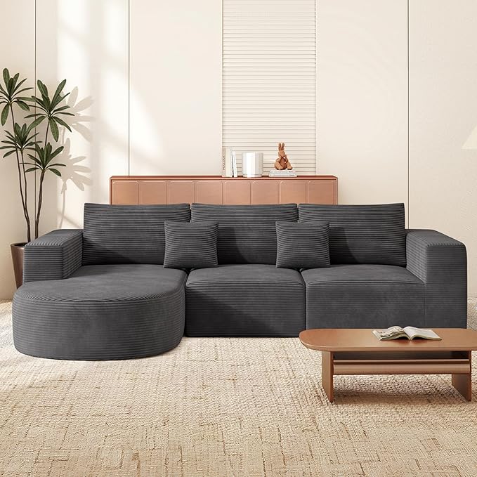 Boneless Couches for Living Room,Cloud Sectional Couch with L-Shape Chaise,Modern Modular Sofa with Deep Seat Upholstered Comfy Couches for Bedroom,No Assembly Required,1PCS