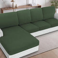 H.VERSAILTEX Sectional Couch Covers 4 Pieces Sofa Seat Cushion Covers L Shape Separate Cushion Couch Chaise Cover for Both Left/Right Sectional Couch (Seat Only: 1 Chaise + 3 Sofa, Bronze Green)