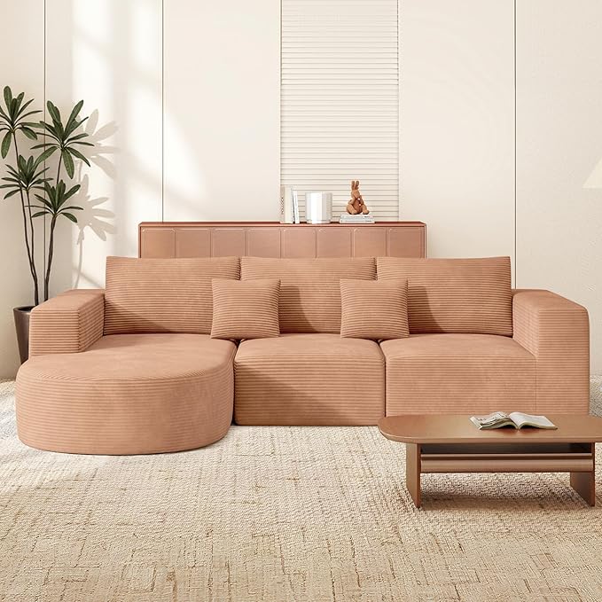 Boneless Couches for Living Room,Cloud Sectional Couch with L-Shape Chaise,Modern Modular Sofa with Deep Seat Upholstered Comfy Couches for Bedroom,No Assembly Required,1PCS