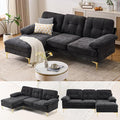 Sectional Couches for Living Room,85" L-Shaped Sofas,Modern Couch with Deep Seats & Chaise Longue,Removable Sofa Pillows Washable,Sofa for Apartments(Chenille,Black)