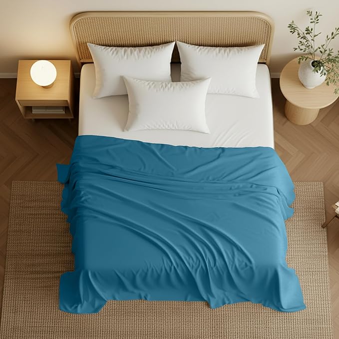 Utopia Bedding Flat Sheet - 1 Pack (Queen, Denim Blue) - Soft Brushed Microfiber Fabric - Shrinkage & Fade Resistant Top Sheet - Easy Care Bed Sheet