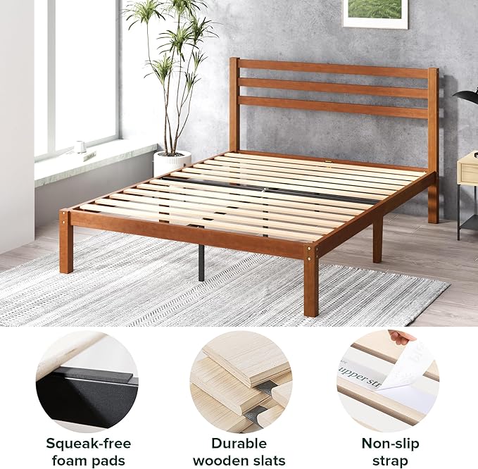 Zinus Leah Bamboo Platform Bed Frame with Headboard, No Box Spring Needed, Wood Slat Support, Easy Assembly, King