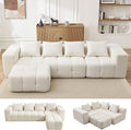 119" Boneless Couch, Cloud Sectional Couch with Deep Seat, High-Density Memory Foam and Chaise, Sectional L Shaped Sofa, Boneless Couches for Living Room, No Assembly Required Tufted Sofa, Beige
