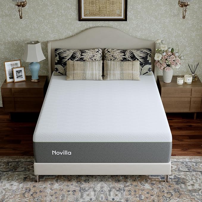 Novilla Bliss Green Tea Twin Mattress, 12 Inch Gel Twin Memory Foam Mattress in a Box for Hot Sleepers with Nylon Cover, Cool Night Sleep & Back Pain Relief & Motion Isolating with Certified Foams