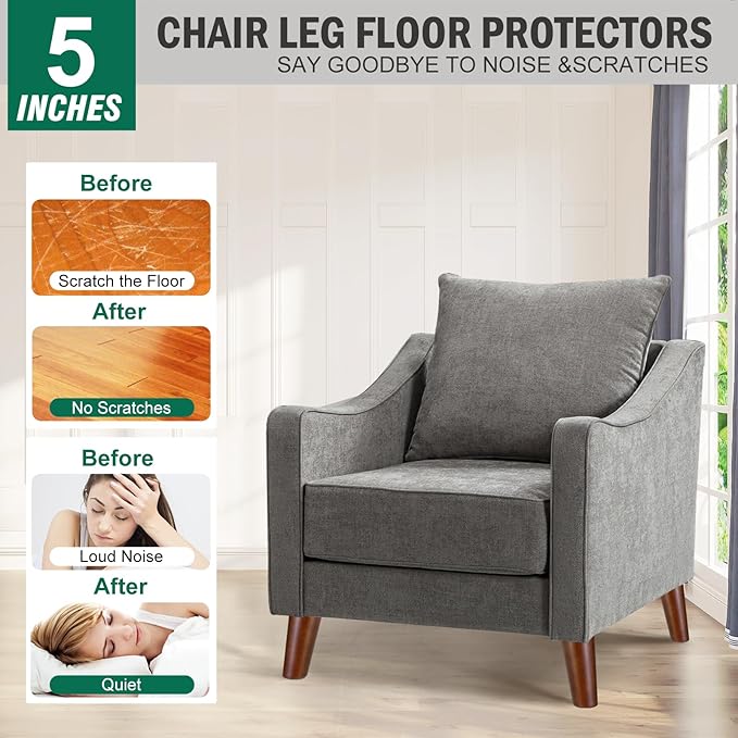 FoDau770 Brown Rubber Wood Furniture Legs 5 Inches, Slant Tapered Wood Feet Mid Century Sofa Legs Set of 4, 5/16" UNC Furniture Feet Replacement Parts for Cabinet Couch Dresser Chair Ottoman Table