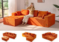 MAXYOYO Modular Sectional Sofa Couch, L Shaped Boneless Cloud Couch with Flexible Ottoman, Chenille Upholstered Living Room Sleeper Sofa Chair for Living Room, No Assembly Required, Orange