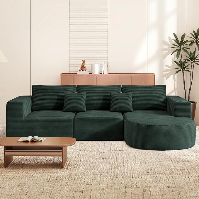 Boneless Couches for Living Room,Cloud Sectional Couch with L-Shape Chaise,Modern Modular Sofa with Deep Seat Upholstered Comfy Couches for Bedroom,No Assembly Required,1PCS