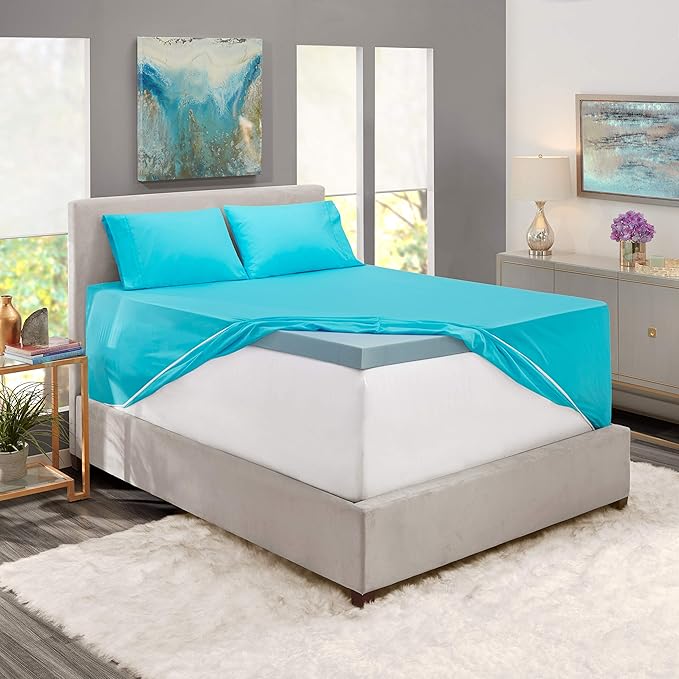 Hearth & Harbor Extra Deep Pocket Sheets - Fits Mattress 18-24 Inches Deep - Extra Deep Pocket California King Size - 6 Piece Cal King Sheets - Cal King, Beach Blue