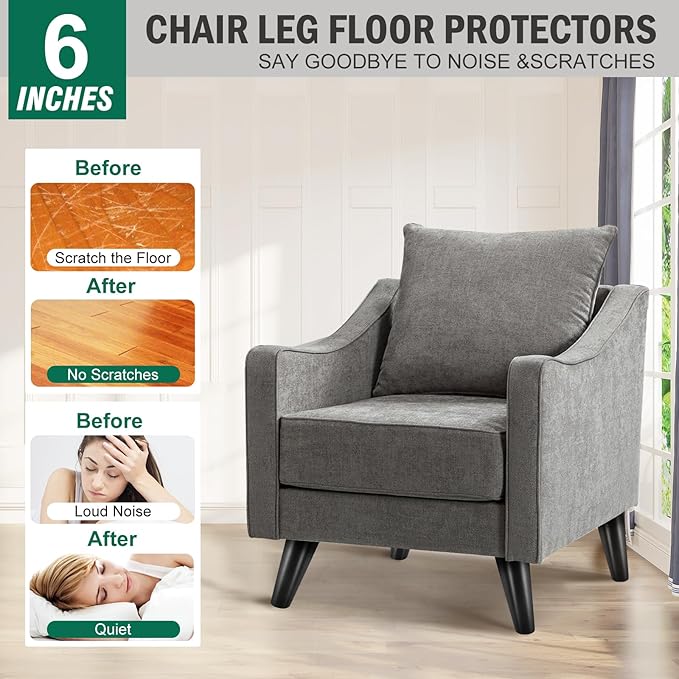 FoDau770 Black Rubber Wood Furniture Legs 6 Inches, Slant Tapered Wood Feet Mid Century Sofa Legs Set of 4, 5/16" UNC Furniture Feet Replacement Parts for Cabinet Couch Dresser Chair Ottoman Table