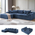 110" L-Shaped Modular Sectional Sofa with Chaise, Boneless Comfy Corduroy Fluffy Couch with Deep Seat and Side Pockets, Flexible Module Combination for Living Room, No Assembly, Side Pockets