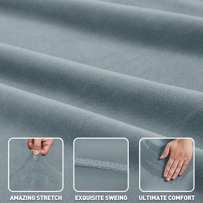 ZNSAYOTX 2026 Soft Velvet Sectional Couch Covers, Luxury Plush Slipcovers with Elastic Bottom for L Shape Sectional Sofa, 2 Pcs Pet Friendly Protector (3 Seat Couch + 2 Seat Chaise, Light Grey)