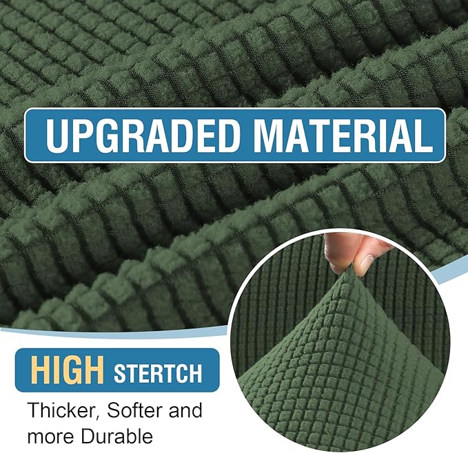 H.VERSAILTEX Sectional Couch Covers 8 Pieces Stretch Sofa Cover for Sectional Sofa Set Separate L Shaped Couch Cover for Both Left/Right Couch (Seat and Back: 1 Chaise + 3 Sofa, Bronze Green)