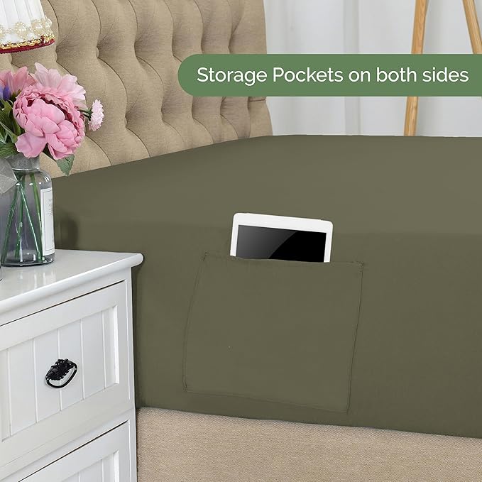 Elegant Comfort 1500 Premium Hotel Quality 18-21 Inches Deep - Extra Deep Pocket Single Fitted Sheet for High Mattress, Luxury and Softest, Smart Pocket - Wrinkle Free, Full, Green