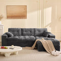 Modular Sectional Sofa, 102” L-Shaped Corduroy Couch with Ottoman, Deep Seat Comfy Sectional for Living Room, Set of Soft Upholstered Cloud Couch for Apartment, Gray