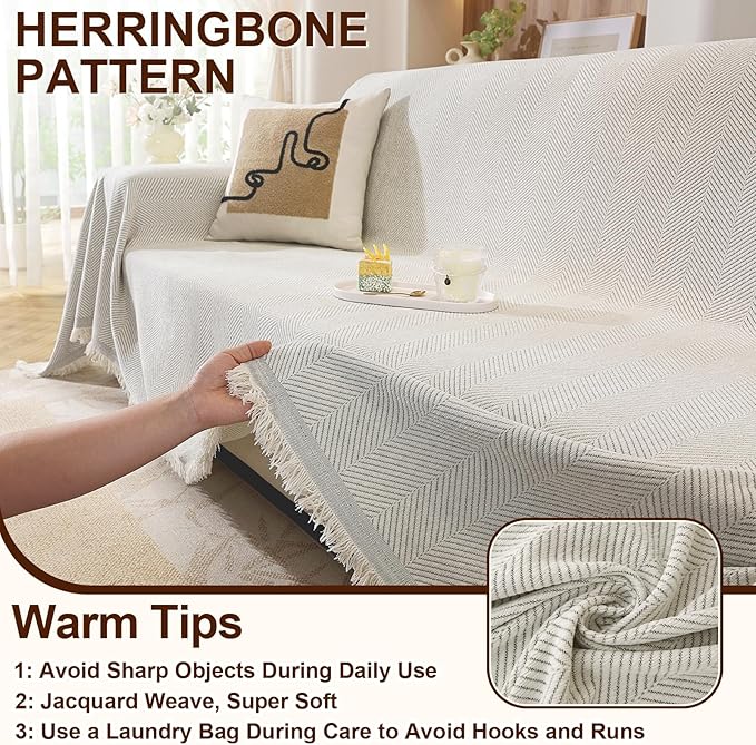 OstepDecor Sectional Couch Covers 2 Pieces, L Shaped Couch Cover Blanket, Sectional Sofa Cover Washable, Chaise Lounge Sofa Slipcovers Pet Furniture Protector for Dogs (71"x118"+71"x118", Beige)