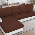 H.VERSAILTEX Sectional Couch Covers 4 Pieces Sofa Seat Cushion Covers L Shape Separate Cushion Couch Chaise Cover for Both Left/Right Sectional Couch (Seat Only: 1 Chaise + 3 Sofa, Burnt Brick)