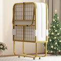 Mjkone Folding Bed with 5 Inch Memory Foam Mattress, Single Rollaway Bed for Guests, Space Saving Portable Bed with Lockable Wheels, Easy Assembly & Moving, 75 x 38 -Gold