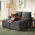 LINSY HOME Modular Sofa Chaise Lounge, 65" Cloud Sofa Bed Lounge with Armrests, Chenille Sleeper Sofa for Living Room, Apartment, Home Theater, Grey