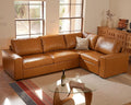 ELUCHANG 113" V-Shaped Modular Sectional Sofa Couch, Modern 4-Seat Premium Faux Leather Deep Seat Sofa with Corner, Removable Cover, Easy Assembly, Large Sofas & Couches for Living Room, Office, Brown | Spring Cushions, Easy to Clean