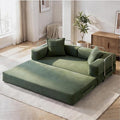 78 Inch Convertible Sofa Bed, 5-in-1 Futon Sofa Bed Pull Out Couch, Boneless Couch Bed for Living Room, Corduroy Boneless Couches for Bedroom, Apartment, No Assembly Sleeper Sofa Bed, Green | 4 Fixed-Shape Frame, Removable Corduroy, High-density foam, ...