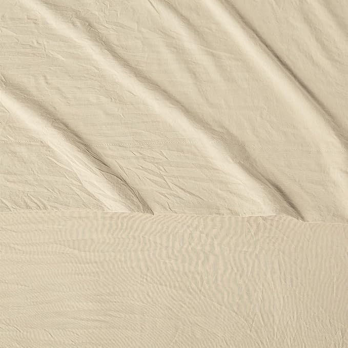 Amazon Basics King Bed Sheet, 4-Piece Bedding Set, Double Brushed Microfiber, Ultra Soft, Easy Care, Beige