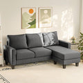 YESHOMY Small Couches for Living Room, Modern Sectional Couch, Comfy Sofa with L-Shaped Chaise, Convertible Sofas with Ottoman and Side Pockets for Small Space, Dark Grey