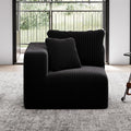 Avenco 35.4” Left-Arm Facing Modular Sofa Seat, Individually Wrapped Coil Support & Corduroy Fabric, Zero Assembly for Sectional or Accent Chair, Black