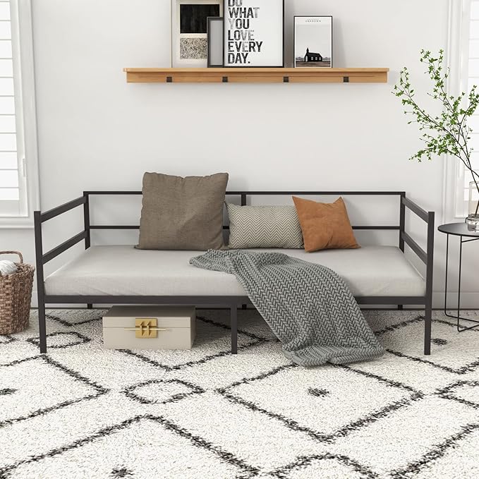Giantex Metal Twin Daybed Frame, Day Bed w/Heavy-Duty 16 Slats Support & 11" Storage Clearance, Space Saving Sofa Bed for Living Room, Guest Room, Easy Assembly, No Box Spring Need, Black