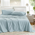 Comfort Spaces 100% Cotton Sheets Cal King, Breathable & Soft Cotton Sheets, Naturally Cool Cotton Bed Sheets with 14" Elastic Pocket Fits up to 16" Mattress, All Season Sheet Set, Light Blue 4 Piece