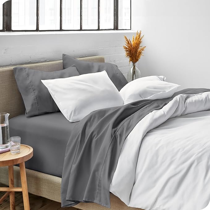 Bare Home Split California King Sheet Set - 1800 Ultra-Soft Microfiber Bed Sheets - Double Brushed - Deep Pockets - Easy Fit - 5 Piece Set - Bed Sheets (Split Cal King, Grey)