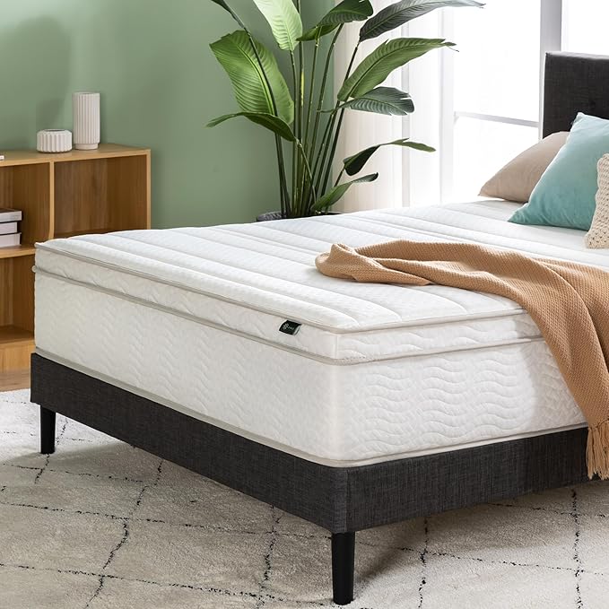 Zinus 12 Inch Foam and Spring Hybrid Mattress [New Version], Queen, Fiberglass Free, Medium Firmness, Durable Support, Certified Safe Foams & Fabric, Mattress in A Box