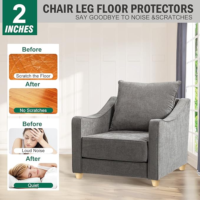 FoDau770 Rubber Wood Furniture Legs 2 Inches, Straight Tapered Wood Feet Mid Century Sofa Legs Set of 8, 5/16" UNC Furniture Feet Replacement Parts for Cabinet Couch Dresser Chair Ottoman Table