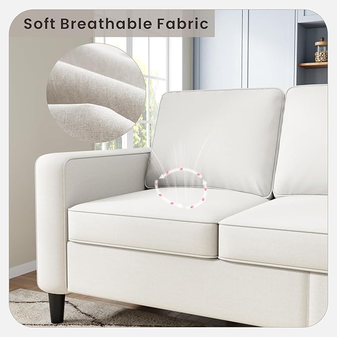 78" Sectional Sofa Couches for Living Room, Convertible L Shaped Couch with Storage Ottoman, Deep Seat Pet-Friendly Linen Fabric Sofa Set for Small Space, Apartment, Dorm