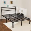 ROIL Queen Size Metal Bed Frame with Headboard, 14inch Black Heavy Duty Platform with Steel Slats Support and Mattress Stoppers, 3500LBS No Box Spring Needed, Easy Assembly Noise-Free