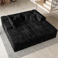 Belffin Double Chaise Lounge Sofa Bed Plush Corduroy Boneless Sectional Cloud Couches for Living Room Boneless Cloud Couch with Deep Seat No Assembly Required. Black Sofa