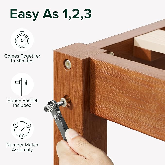 Zinus Leah Bamboo Platform Bed Frame with Headboard, No Box Spring Needed, Wood Slat Support, Easy Assembly, Twin