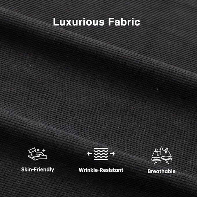 JAMFLY Couches for Living Room, 3-Seat Reversible Sectional Sofa with Convertible Ottoman, Modern Ribbed Fabric L-Shaped Couch for Small Apartment, Studio & Office, Easy Assembly, Black