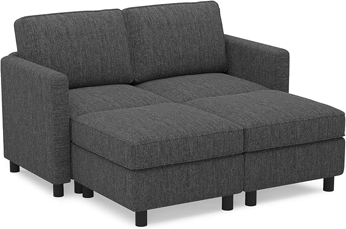 Belffin 58.3" Modular Sectional Sofa 4 Seats Sleeper Sofa Washable Sectional Couches for Living Room Comfy Couches with Storage Seat Couch Sofas with Chaise,Dark Grey