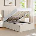VASAGLE Lift Up Storage Bed Frame Twin Size, Hydraulic Platform Bed, with Upholstered Headboard, 550 lb Weight Capacity, No Box Spring Needed, Easy Assembly, Modern, Cappuccino Beige URMB603W01