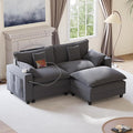 80.7" Modular Sectional Couch, L Shaped Cloud Sofa with Movable Ottoman, Chenille Deep Seat Cloud Couch with Charging Station, Cup Holder, Side Pocket, Sectional Couches for Living Room, Grey
