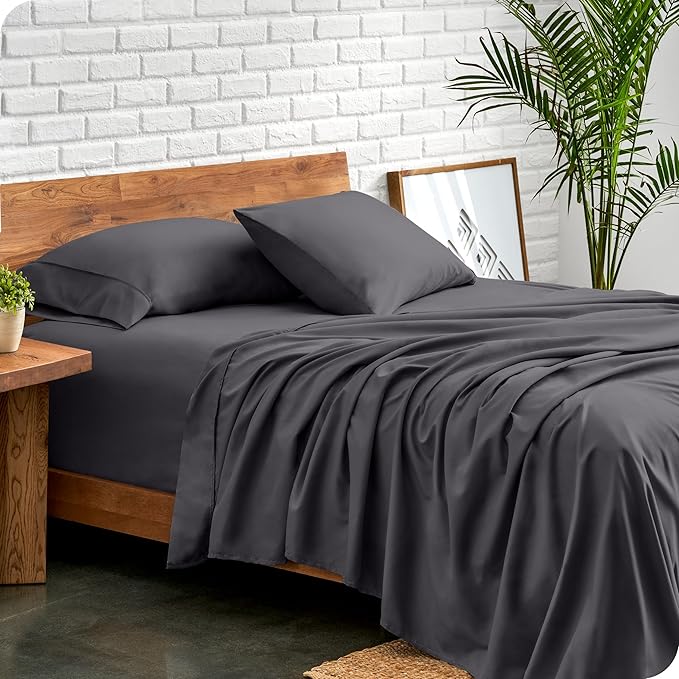 Bare Home King Sheet Set - 1800 Ultra-Soft Microfiber King Bed Sheets - Double Brushed - Deep Pockets - Easy Fit - 4 Piece Set - Bedding Sheets & Pillowcases (King, Forged Iron Grey)