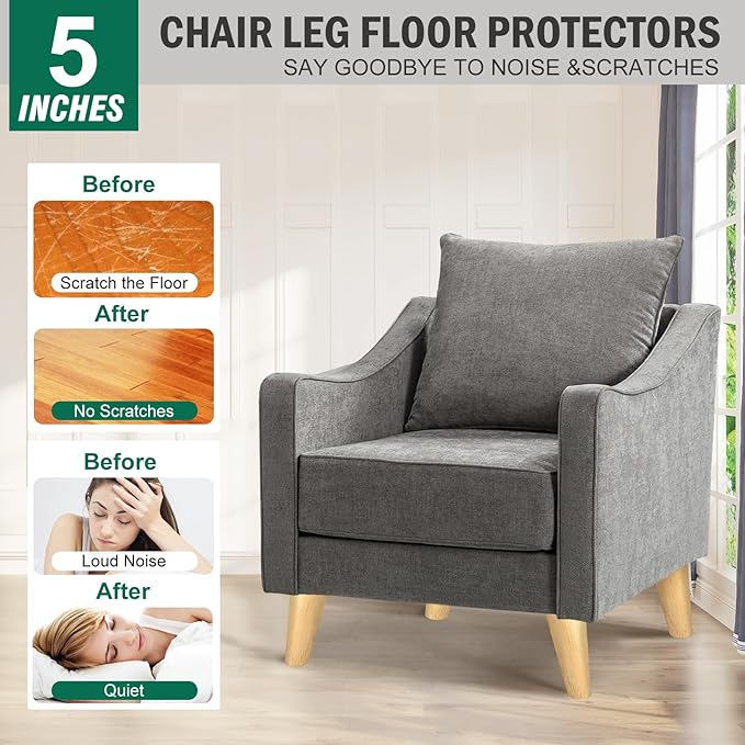 FoDau770 Rubber Wood Furniture Legs 5 Inches, Slant Tapered Wood Feet Mid Century Sofa Legs Set of 4, 5/16" UNC Furniture Feet Replacement Parts for Cabinet Couch Dresser Chair Ottoman Table