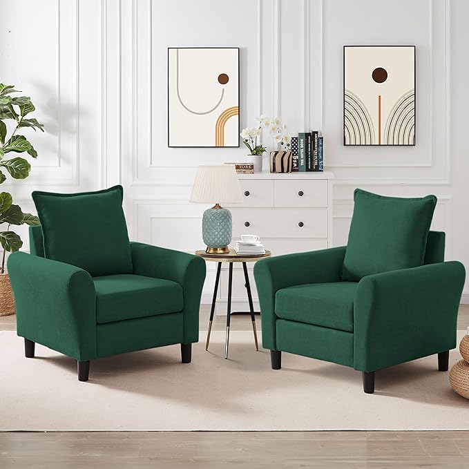 Accent Chair for Living Room, 35" Reading Chairs for Bedroom Arm Chair Modern Single Sofa Comfy Chair for Apartment, Waiting Room and Office (Green, Chair)