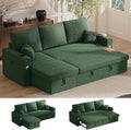 Sleeper Sofa Bed, 4-in-1 Pull Out Couch with Reversible Chaise | Dual USB & Type-C Charging | Dual Cup Holders | Layered Storage (Armrest + Chaise) for Living Room (Classic Green)