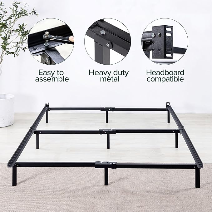 Zinus Michelle Compack 9-Leg Support Bed Frame, for Box Spring and Mattress Set, King, Black (AZ-SBF-07K)