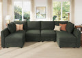 HONBAY Modular Sectional Sofa Couch with Storage, Modern U Shaped Sectional Sofa, Convertible Sectional Couch for Living Room - Green