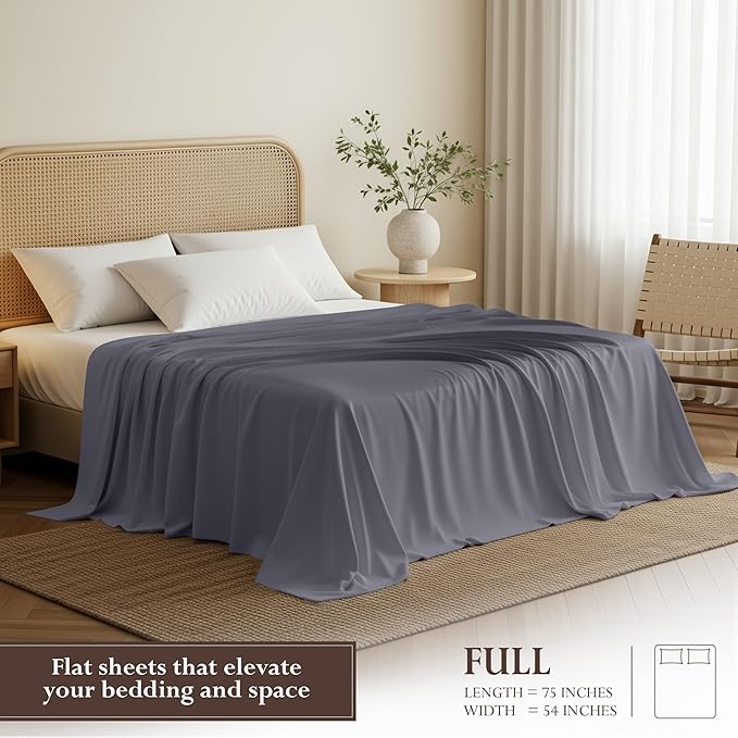 Utopia Bedding Flat Sheet - 1 Pack (Full, Grey) - Soft Brushed Microfiber Fabric - Shrinkage & Fade Resistant Top Sheet - Easy Care Bed Sheet