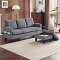 VINGLI 68.5' L Shaped Couch with Removable Storage Ottoman, Convertible Sectional Sofa in Corduroy Fabric, Modern Reversible Chaise Couch for Small Spaces, Apartment, Living Room，Grey