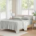 Comfort Spaces Extra Deep Pocket, 100% Cotton Queen Fits up to 24" Mattress, Breathable, Naturally Cool Cotton, Soft Cotton Sheets, All Seasons Sheet Set, Grey 4 Piece